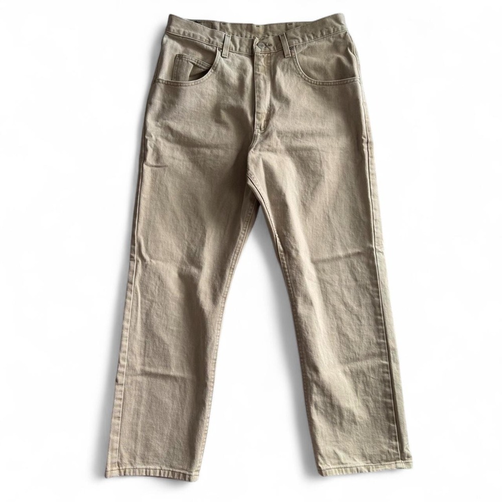 Wrangler Silver Edition Beige Jeans Mens 34x30 Vintage Straight Leg Tan Denim